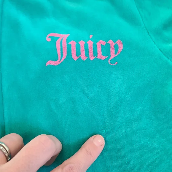 Juicy Couture Green and Pink Hoodie, Sz M - Picture 6 of 7